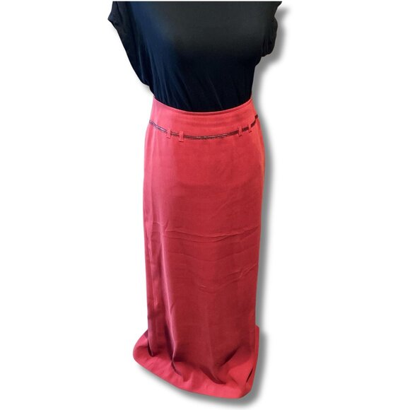 GERRY WEBER Vintage dusty red maxi pencil skirt 1990s 2000s XS SMALL long skirt - Picture 2 of 16